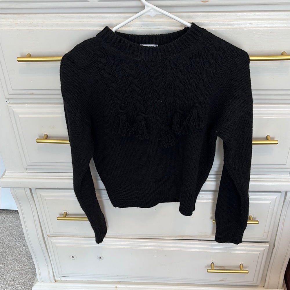 Mayoral Black Cable Knit Sweater with Tassels